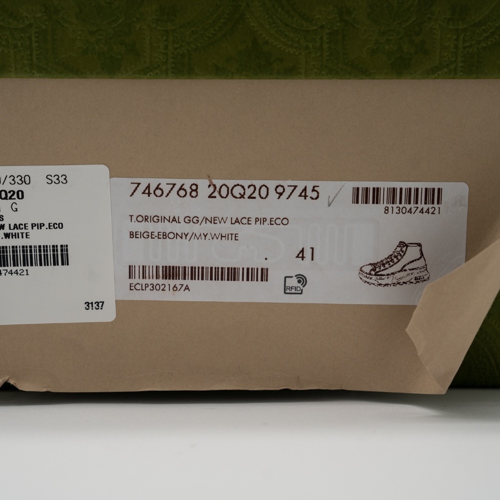 size 41G 11 US Gucci Tennis Platform GG Canvas Beige Brown Sneakers High Top - Picture 11 of 11